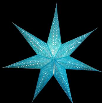 Preview: ORNARIS Türkis - Faltbarer Leuchtstern, Weihnachtsstern aus Papier mit 7 Zacken, 60 cm